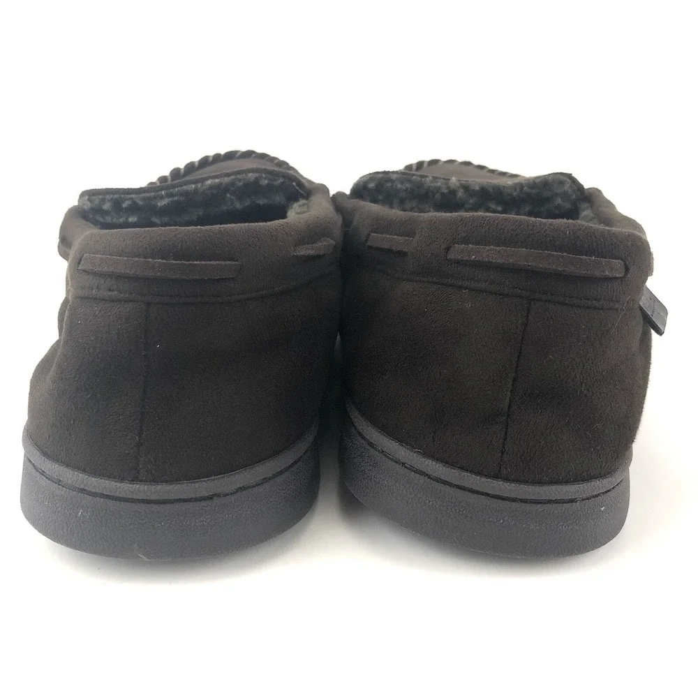 Dearfoams Slippers Men's Size 9-10 W Medium Wide Brown Memory Foam Moccasins EUC